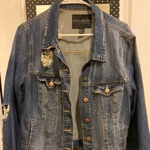 Distressed denim jacket